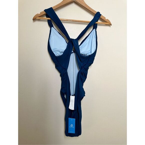 Cupshe Blue Plunge One Piece Swimsuit Size Medium New - Picture 4 of 6